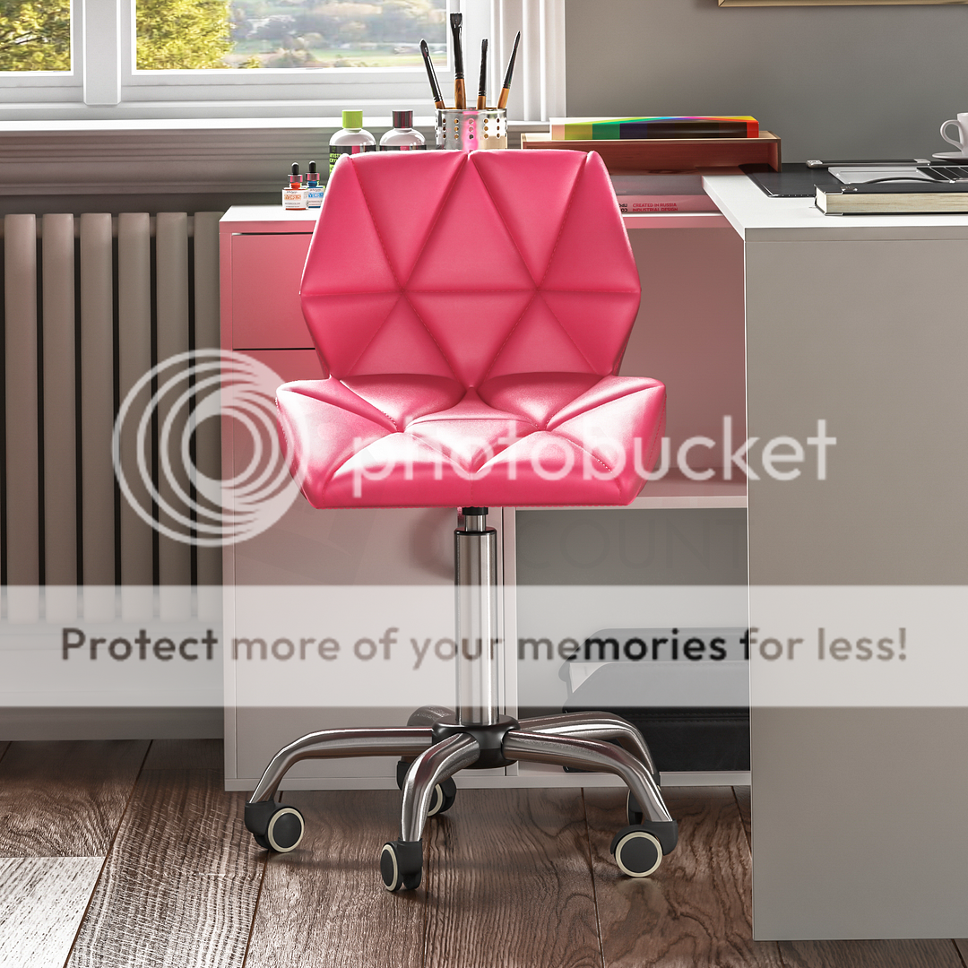 Computer Office Chair Cushioned Home Swivel Leather Chrome Small